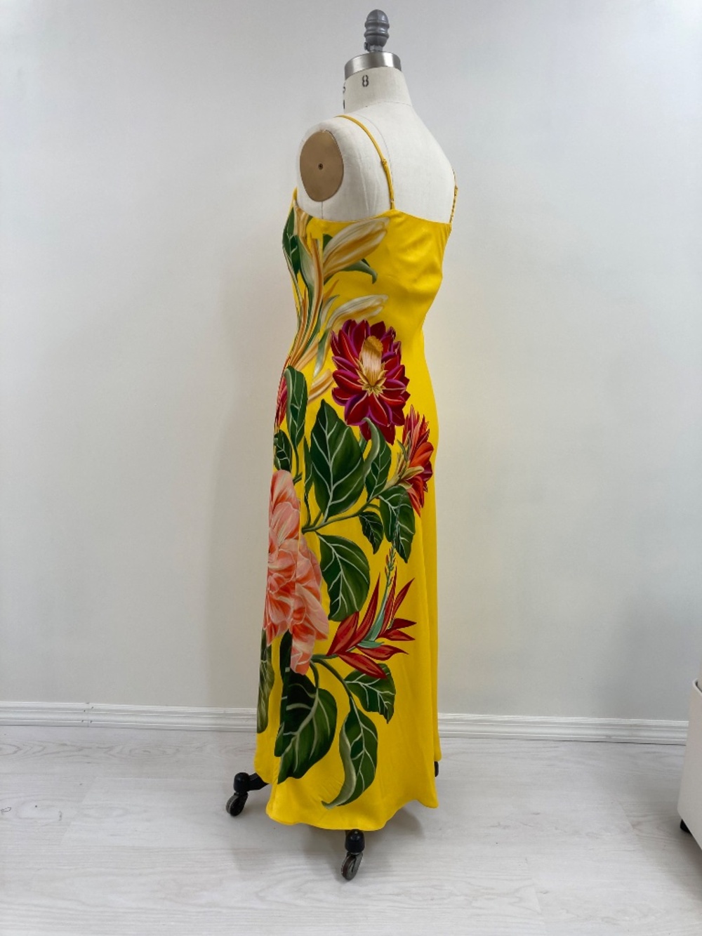 NWT Farm Rio Yellow Tropical Print Bias Dress Size M - Picture 3 of 13